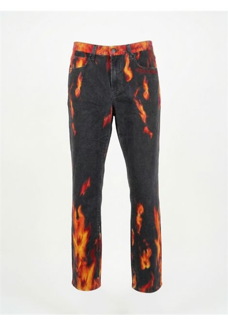 Jeans Vintage Angelo Marani Denim Nero con Stampa Fiamme e Strass Rossi ANGELO MARANI | A5.7729.202020